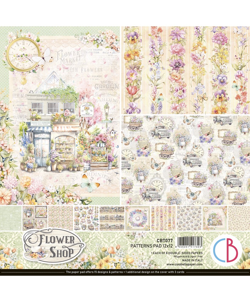 Flower Shop Patterns Pad 12x12 8/Pkg