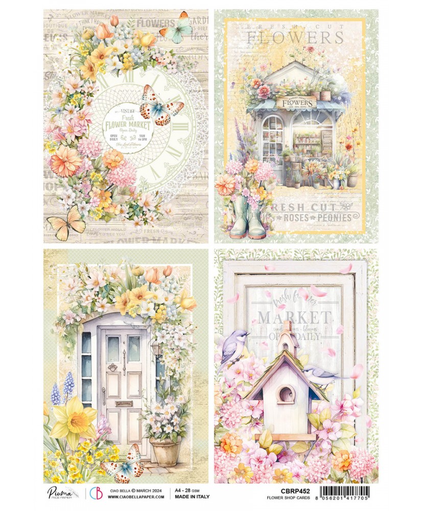 Rice Paper A4 Flower shop cards