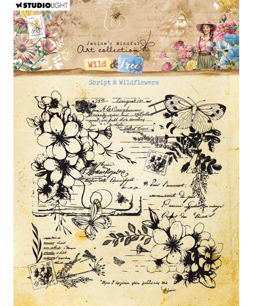 JMA Clear Stamp  Script & Wildflowers Wild & Free