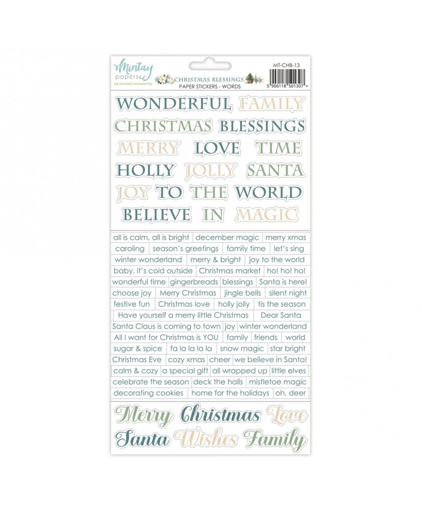 6 x 12 Paper Stickers - Christmas B - Words