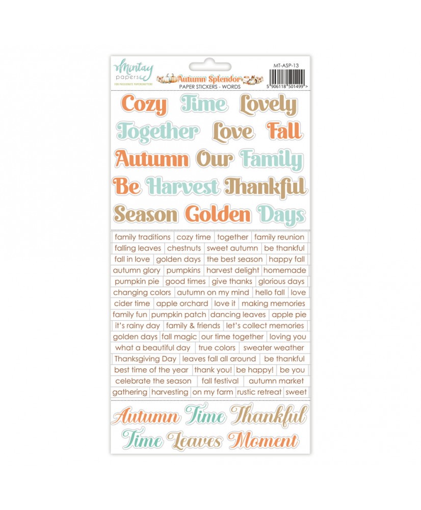 6 x 12 Paper Stickers - Autumn Splendor - Words