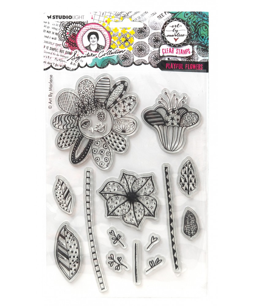 ABM Clear Stamp Playful flowers 14 PC