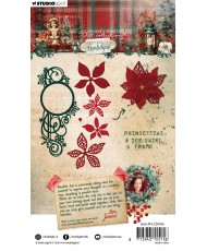 JMA Festive Nostalgia Cutting Die - Poinsettias & Ice swirl frame