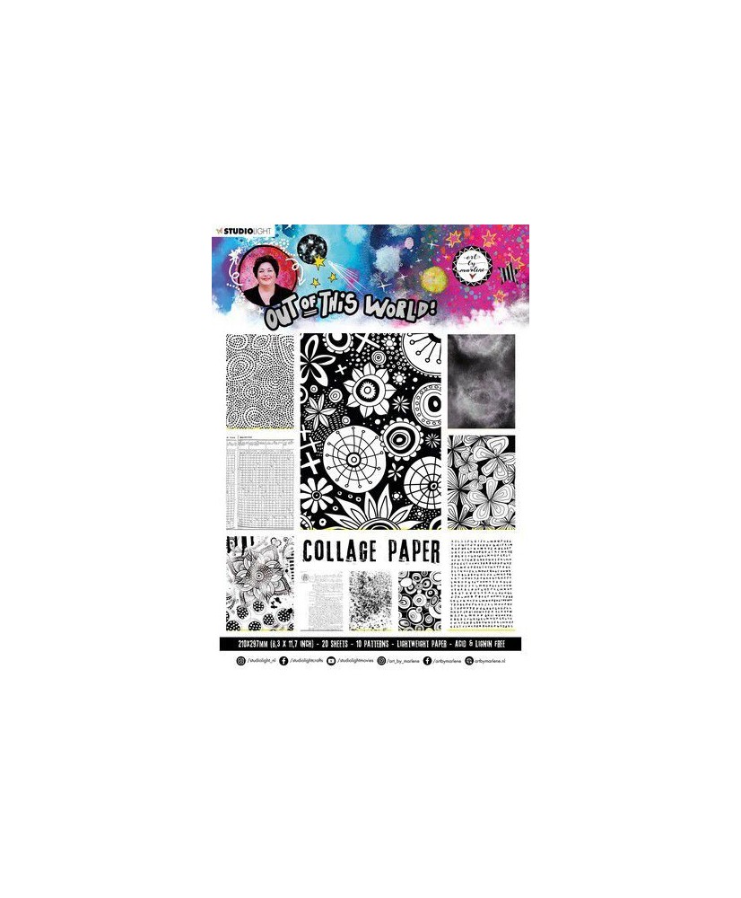 ABM Collage Paper Pattern Pad Black and White Out Of This World