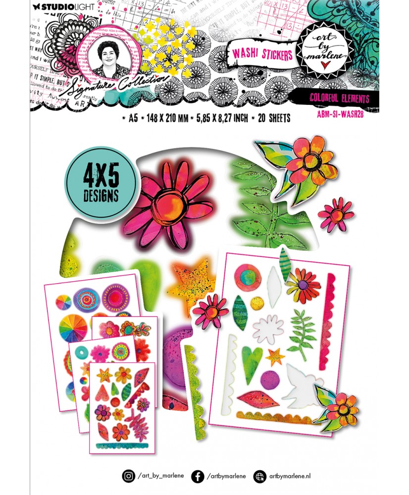 ABM Washi Stickers Sheets Colourful elements 20Sh