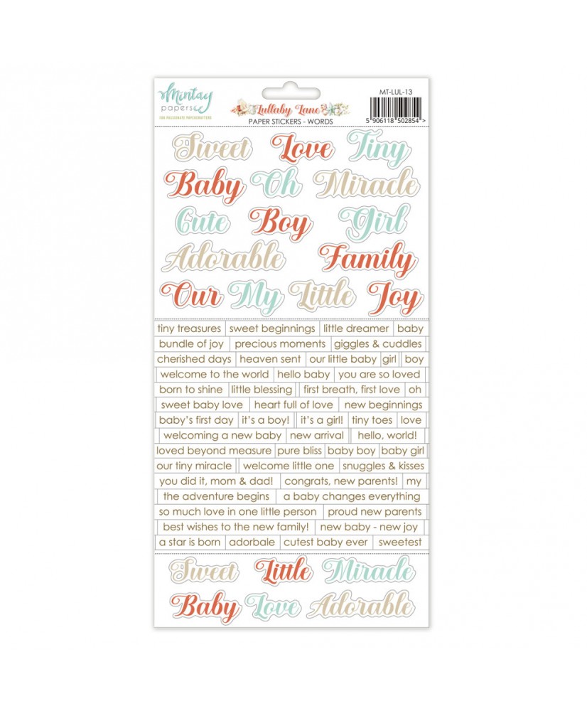 Lullaby Lane 6 x 12 Paper Stickers - Words