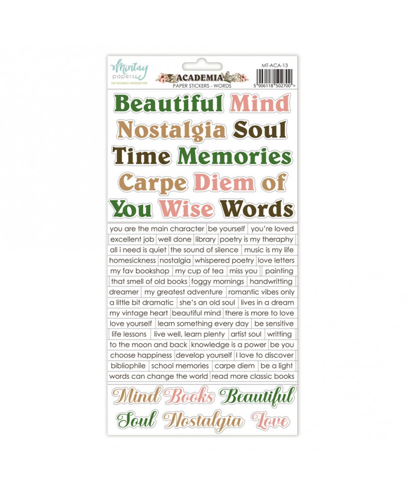 Academia 6 x 12 Paper Stickers - Words