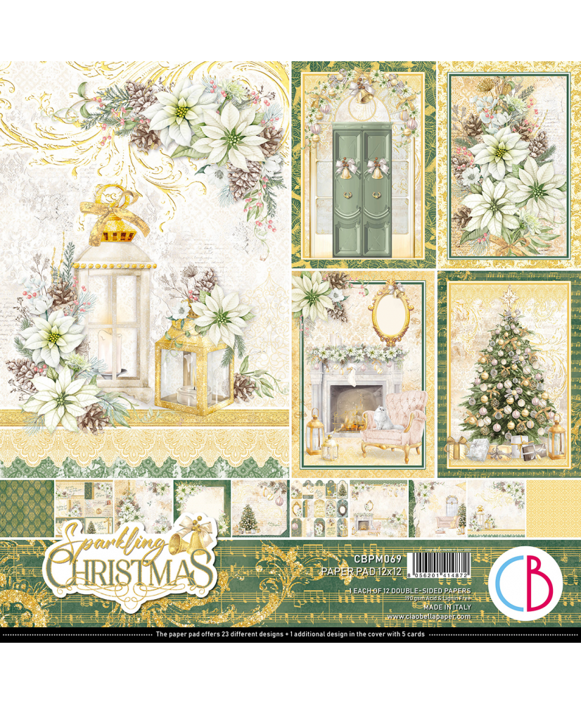 Sparkling Christmas Paper Pad 12x12 12/Pkg