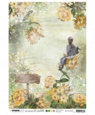 JMA Rice paper Figure w. flute, flowers, sign New Awakening nr.03