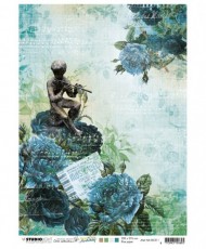 JMA Rice paper Roses, figure w. Flute, ticket New Awakening210x297mm nr.11