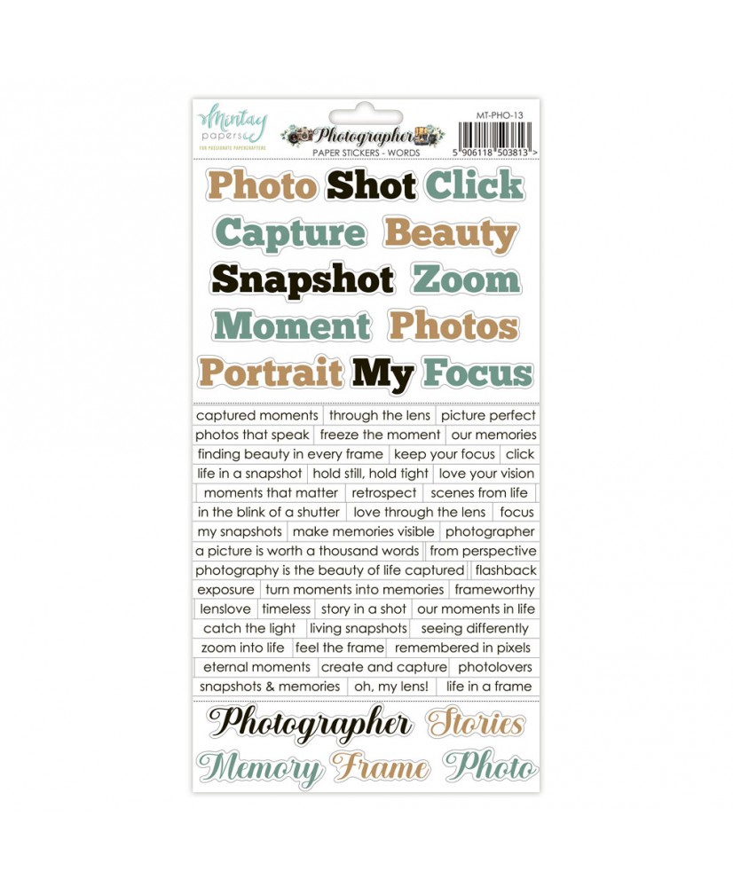 PRE ORDER  Photographer 6 x 12 Paper Stickers - Words