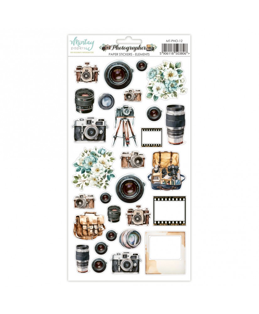 PRE ORDER  Photographer 6 x 12 Paper Stickers Elements