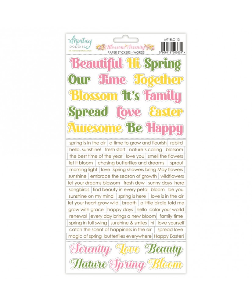 PRE ORDER Blossom Serenity 6 x 12 Paper Stickers - Words