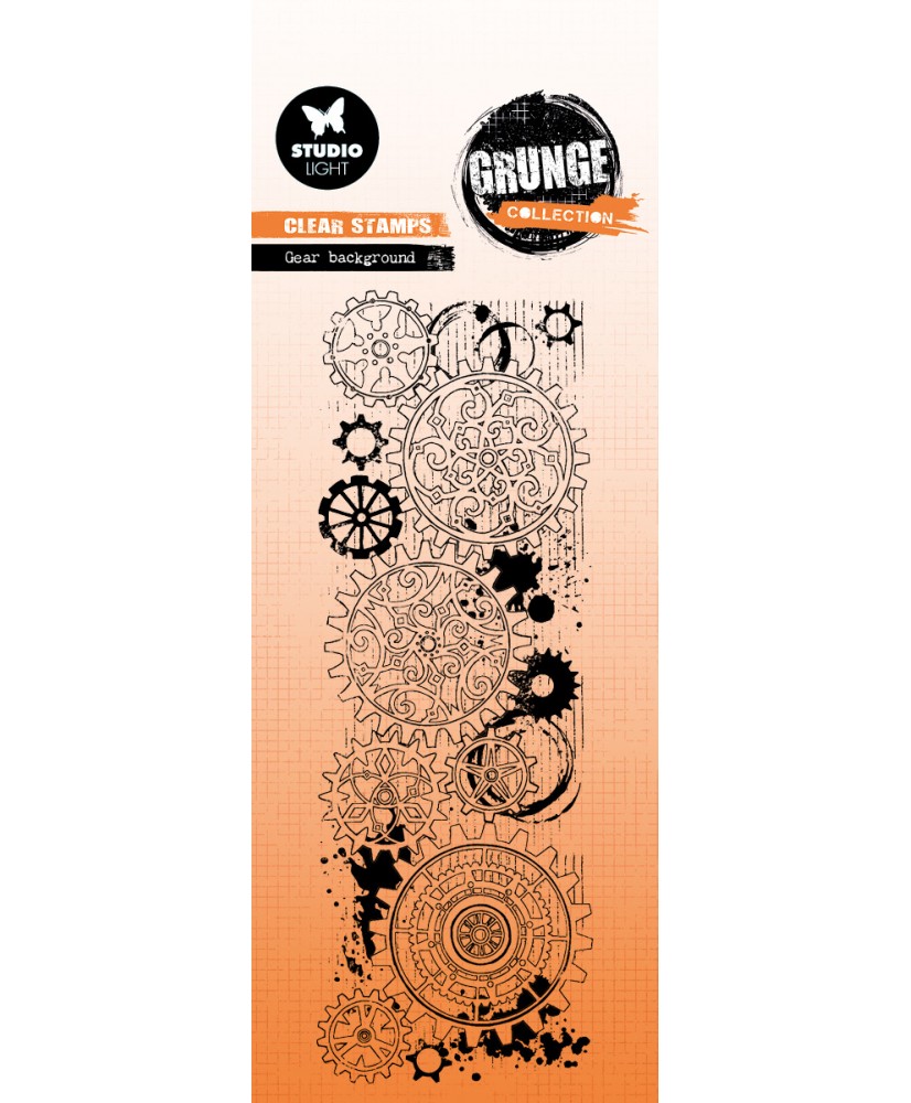 SL Clear Stamp Gear background Grunge Collection 51x146x3mm 1PC