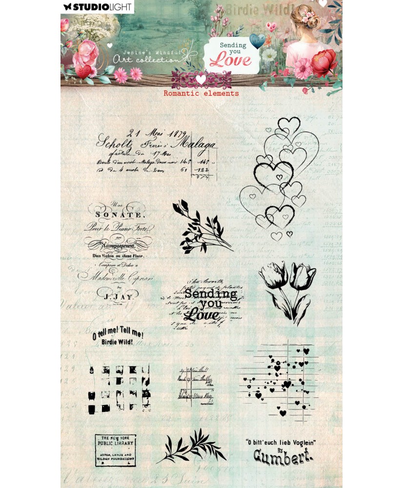 JMA Clear stamps Romantic elements Sending You Love13PC