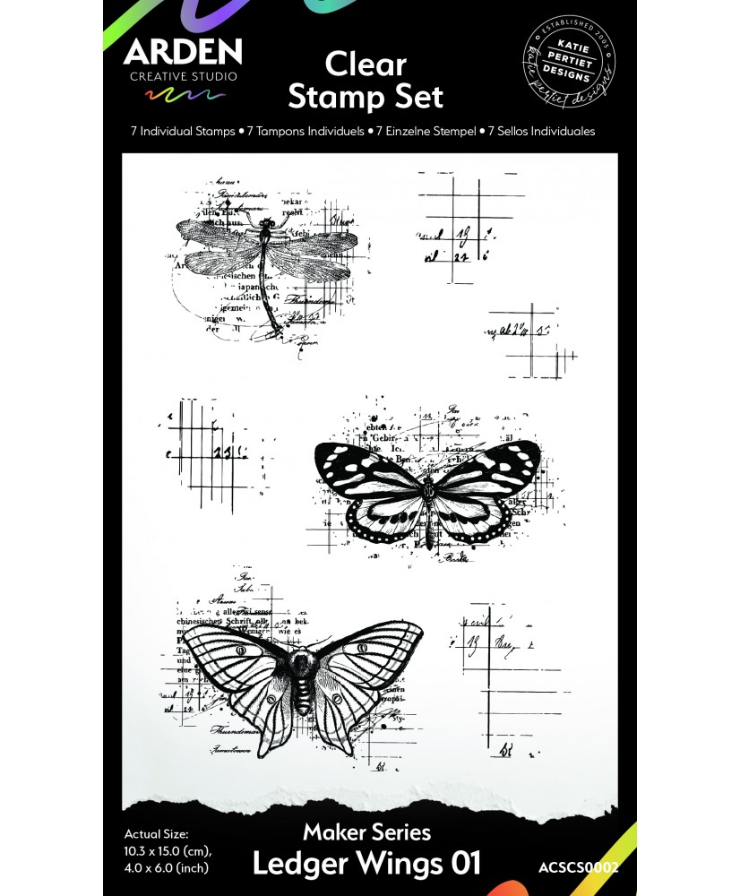 Maker Series Ledger Wings Clear Stamp Set 7pcs