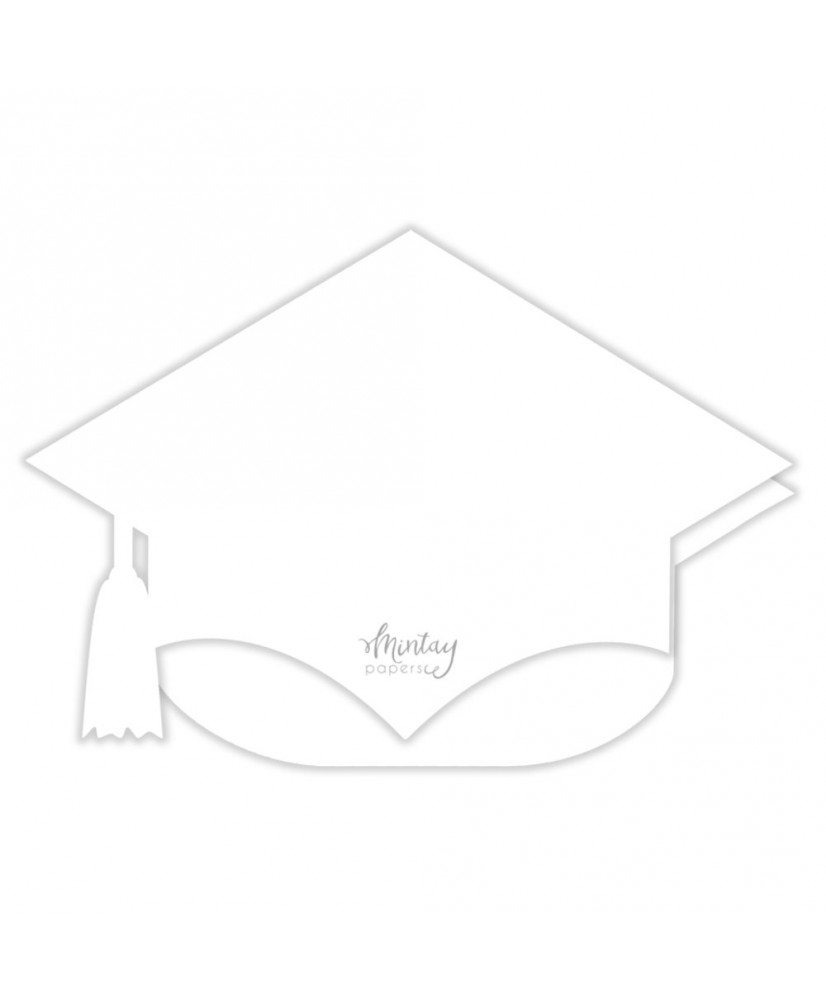 Card Base -  Mortarboard  - WHITE, 5 pcs