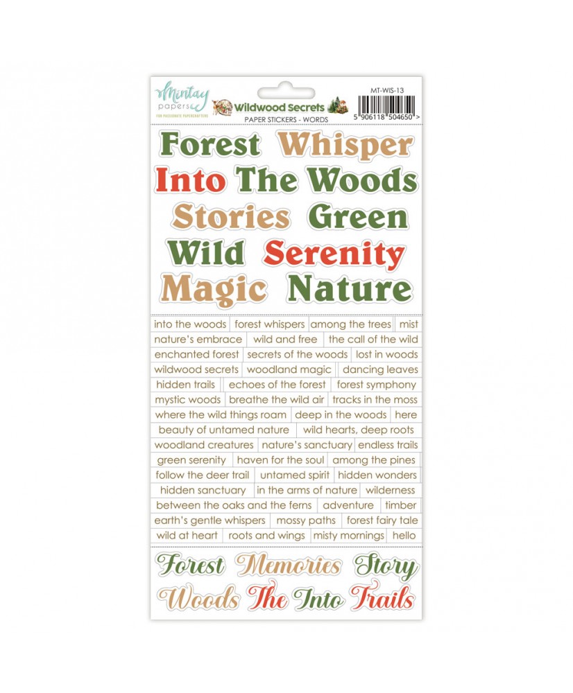 Wildwood Secrets 6 x 12 Paper Stickers - Words