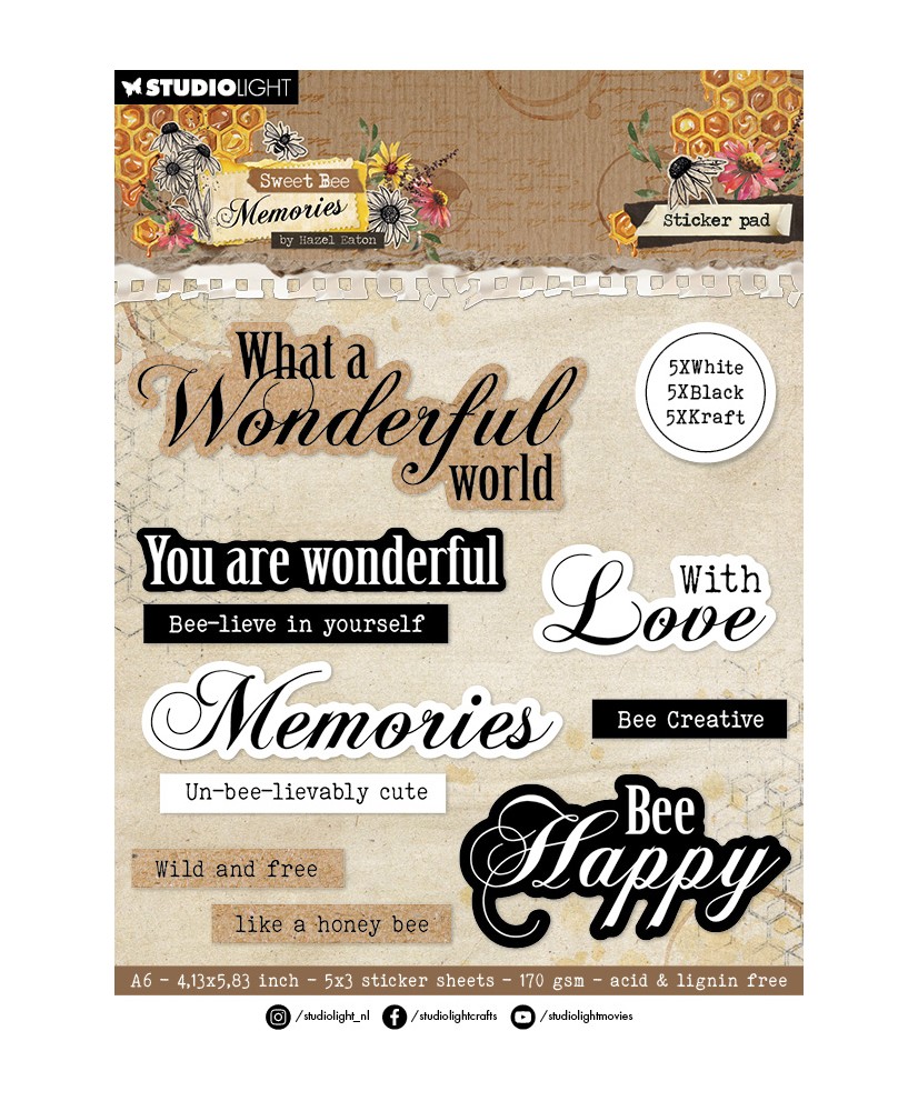 Sticker Paper Pad Sentiments Sweet Bee Memories 15 SH