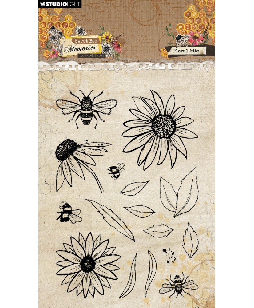 Clear Stamp Floral bits Sweet Bee Memories 16 Pc
