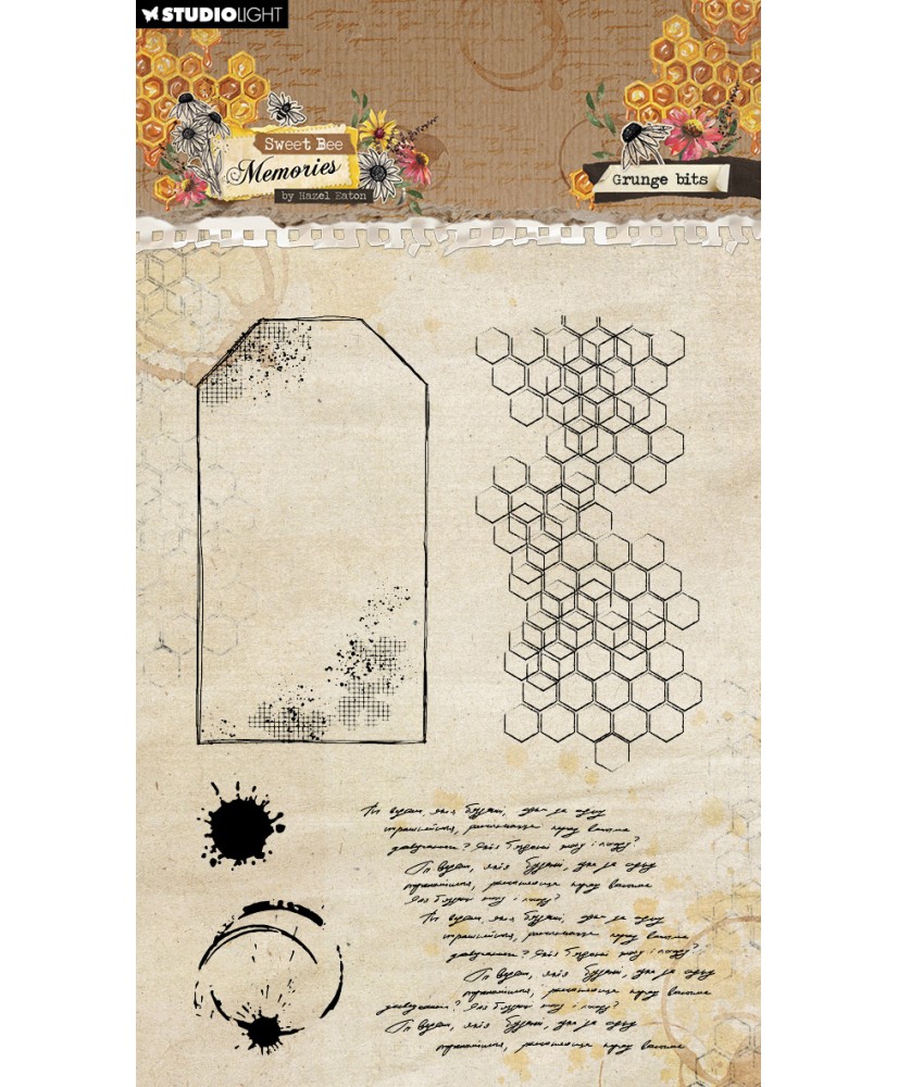 Clear Stamp Grunge bits Sweet Bee Memories 5Pc