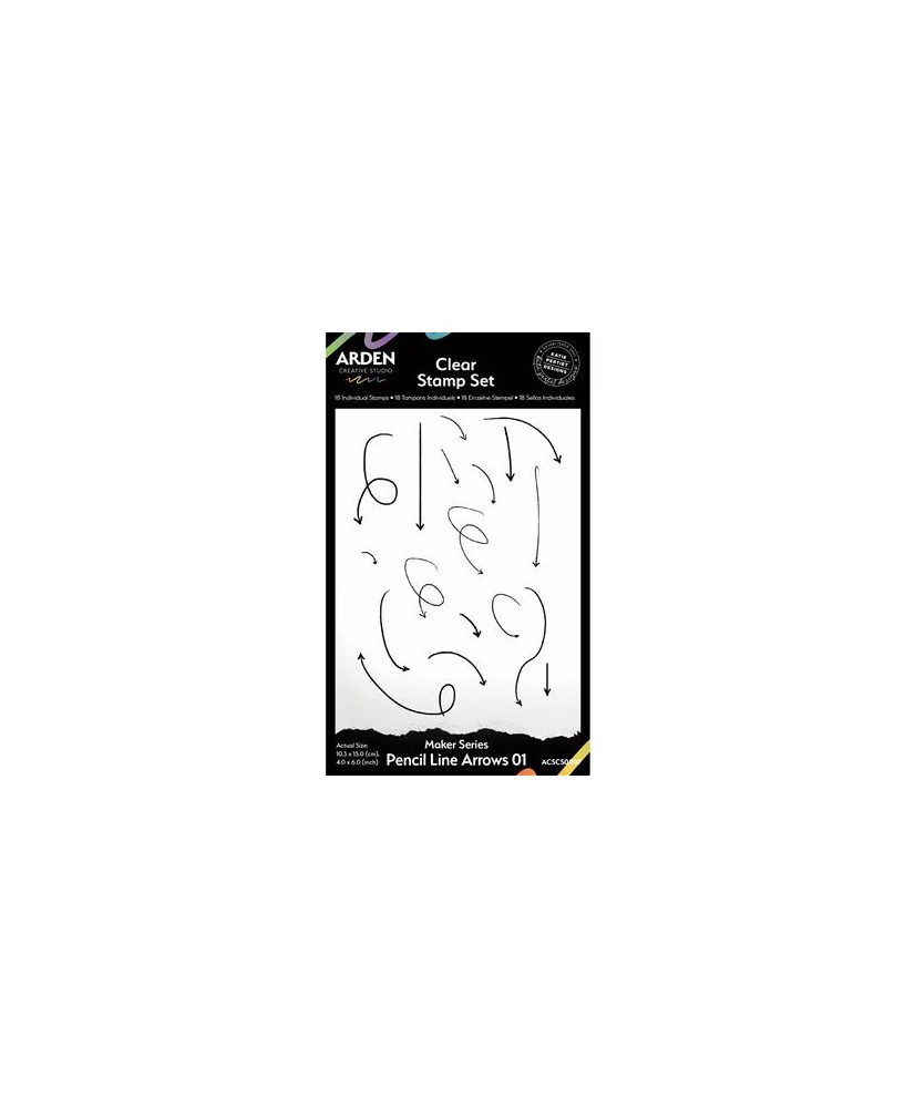 Maker Series Pencil Line Arrows 10x15cm Clear Stamp 18Pc