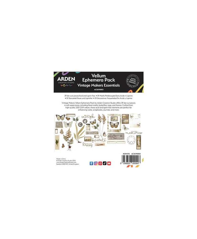 Vintage Makers Vellum Ephemera Pack 39Pc