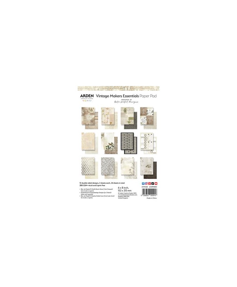 Vintage Makers Essentials 15cm x 20cm Paper Pad