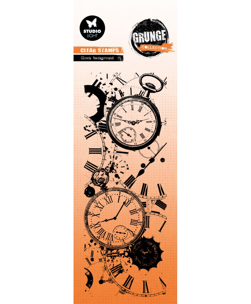 Clear Stamp Clock background Grunge 72x194x3mm