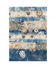 Urban Blue Denim Mixed Media rice paper A4 set 4/Pkg