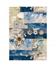 Urban Blue Denim Mixed Media rice paper A4 set 4/Pkg