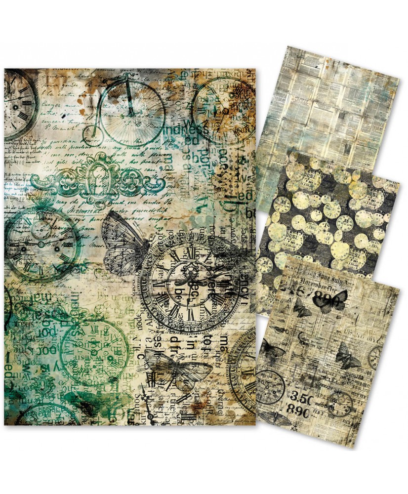 Time Capsule Mixed Media rice paper A4 set 4/Pkg