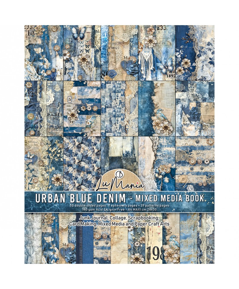 Mixed Media book Urban Blue Denim A4 Maxi
