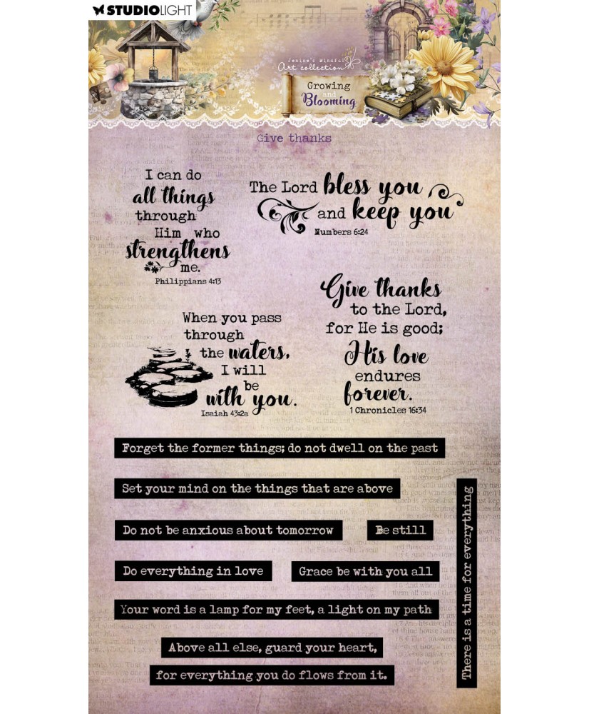 Clear Stamp Give thanks Growing & Blooming 135x192x3mm 13pcs