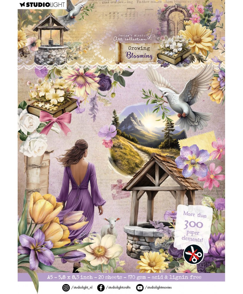 Die-cut Paper Pad Paper elements Growing & Blooming 105x148x5mm 20pp