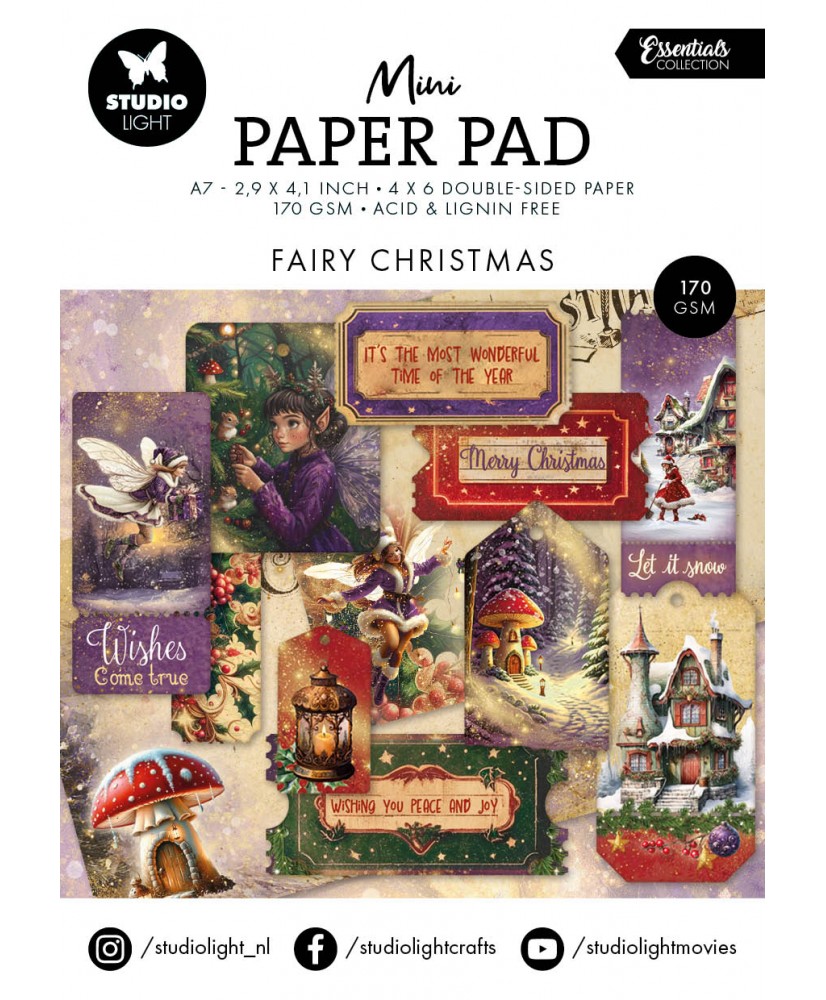 Mini Paper Pad Fairy Christmas Essentials 74x105x9mm 24pcs