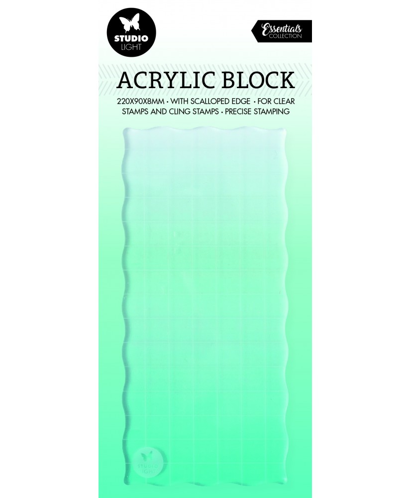 SL Acrylic stamp block for clear and cling stamps with grid 150x70x8mm