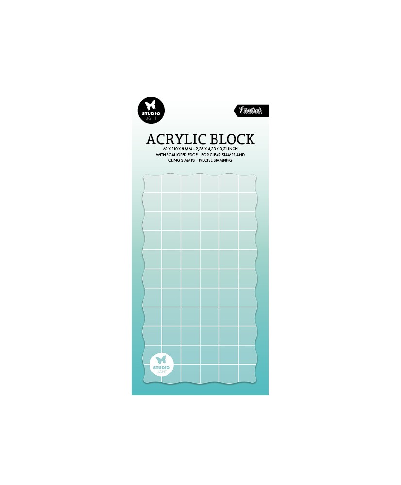 SL Acrylic stamping block for clear and cling stamps with grid 60x110x8mm