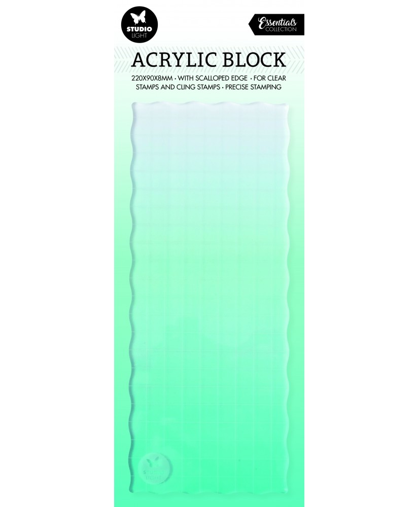 SL Acrylic stamp block for clear and cling stamps with grid 220x90x8mm