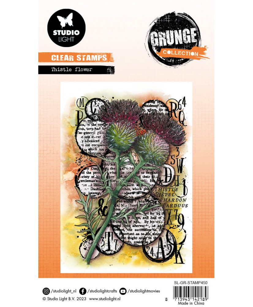 SL Clear stamp Thistle flower Grunge Collection