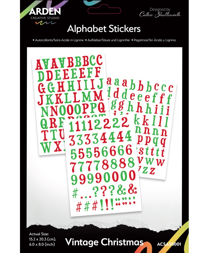 ACS Vintage Christmas Alphabet Stickers 3Sh