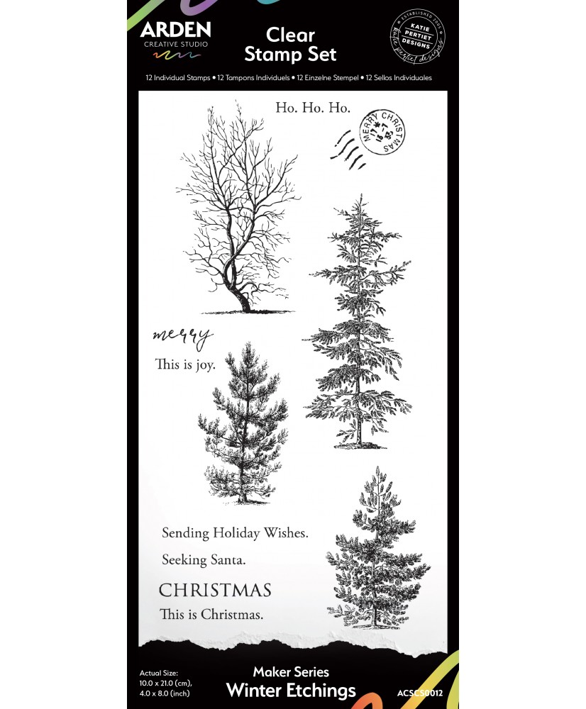 ACS Winter Etchings 4in x 8in Clear Stamp Set 12pc
