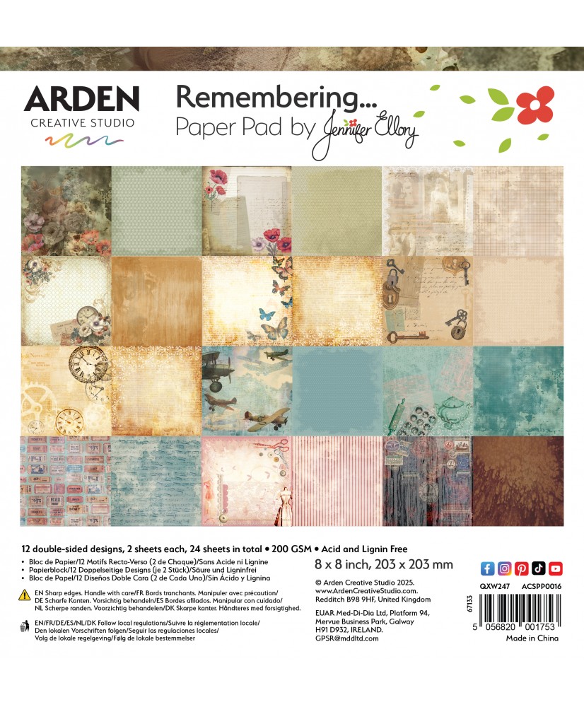 Remembering 8x8in Paper Pad