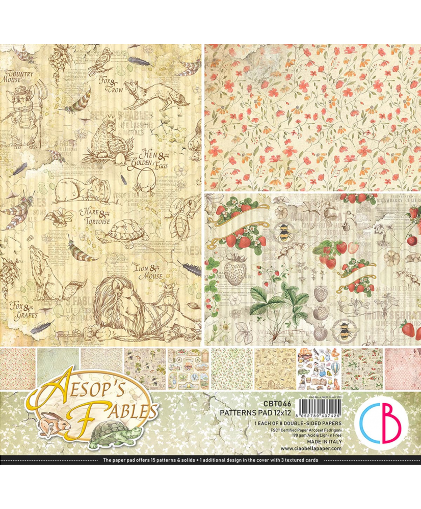 Aesop’s Fables Patterns Pad 12″x12″ 8/Pkg