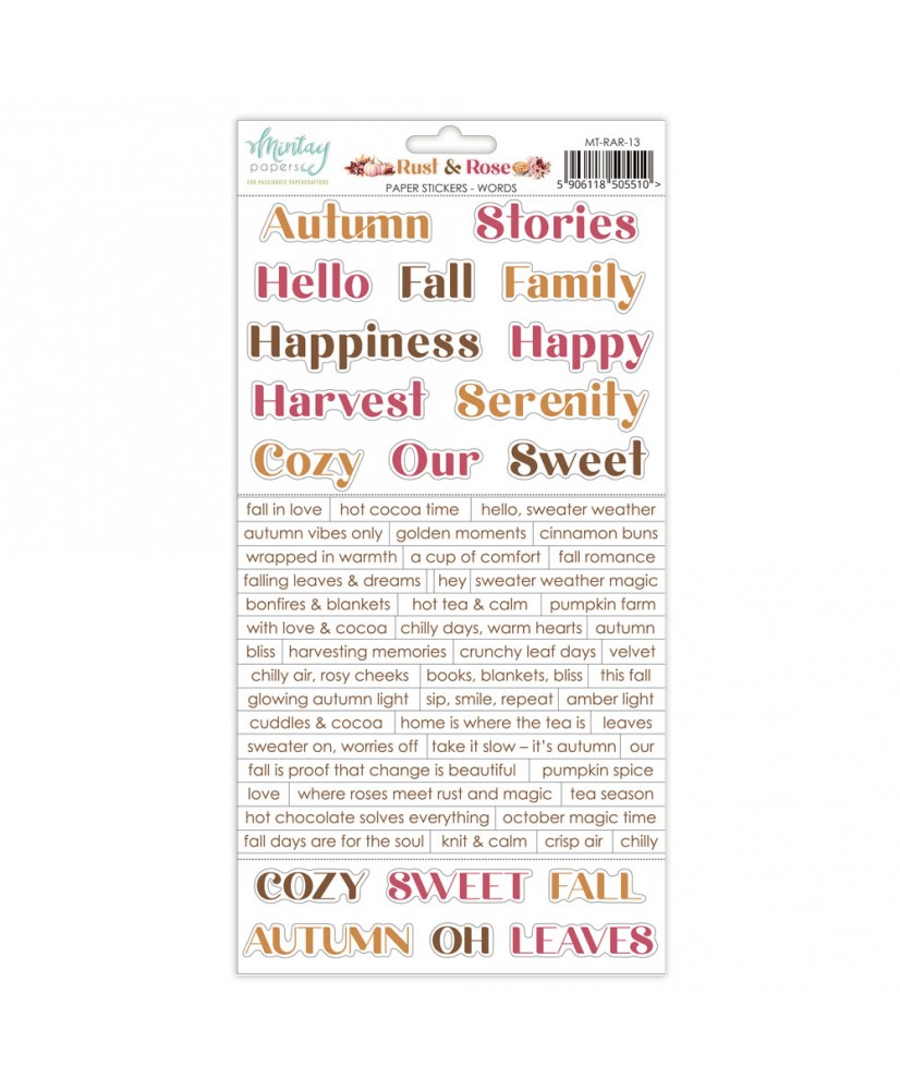 Rust & Rose  6 x 12 Paper Stickers - Words