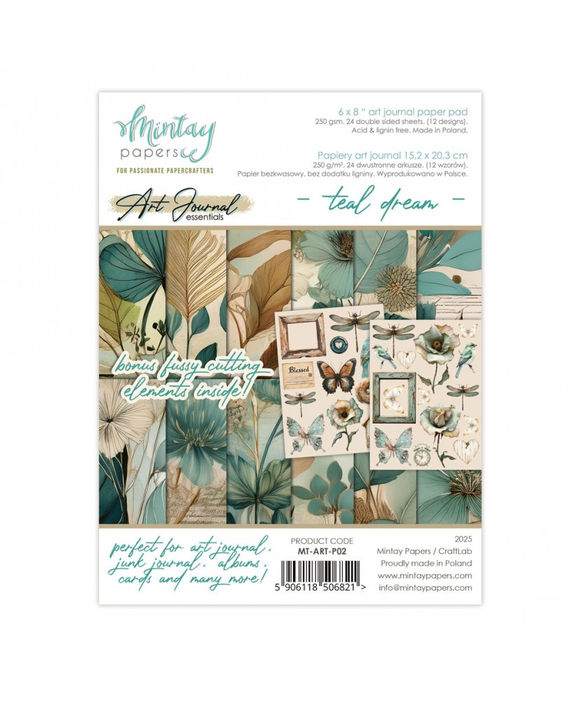 6 x 8 Art Journal Paper Pad - Teal Dream