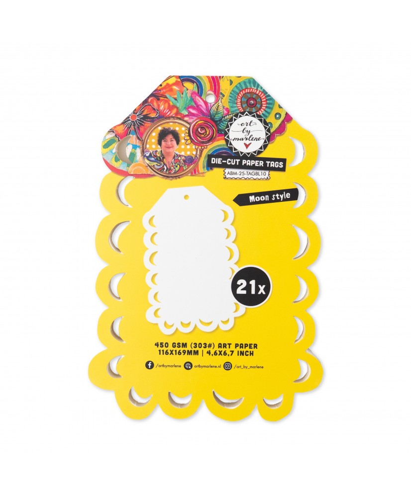 ABM Die-cut Paper Tags Moon style 116x169x8mm 21 Tags