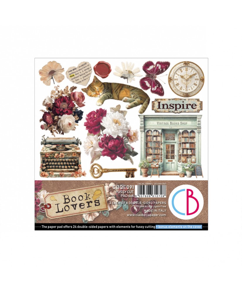 Book Lovers Fussy Cut Pad 6x6 24/Pkg