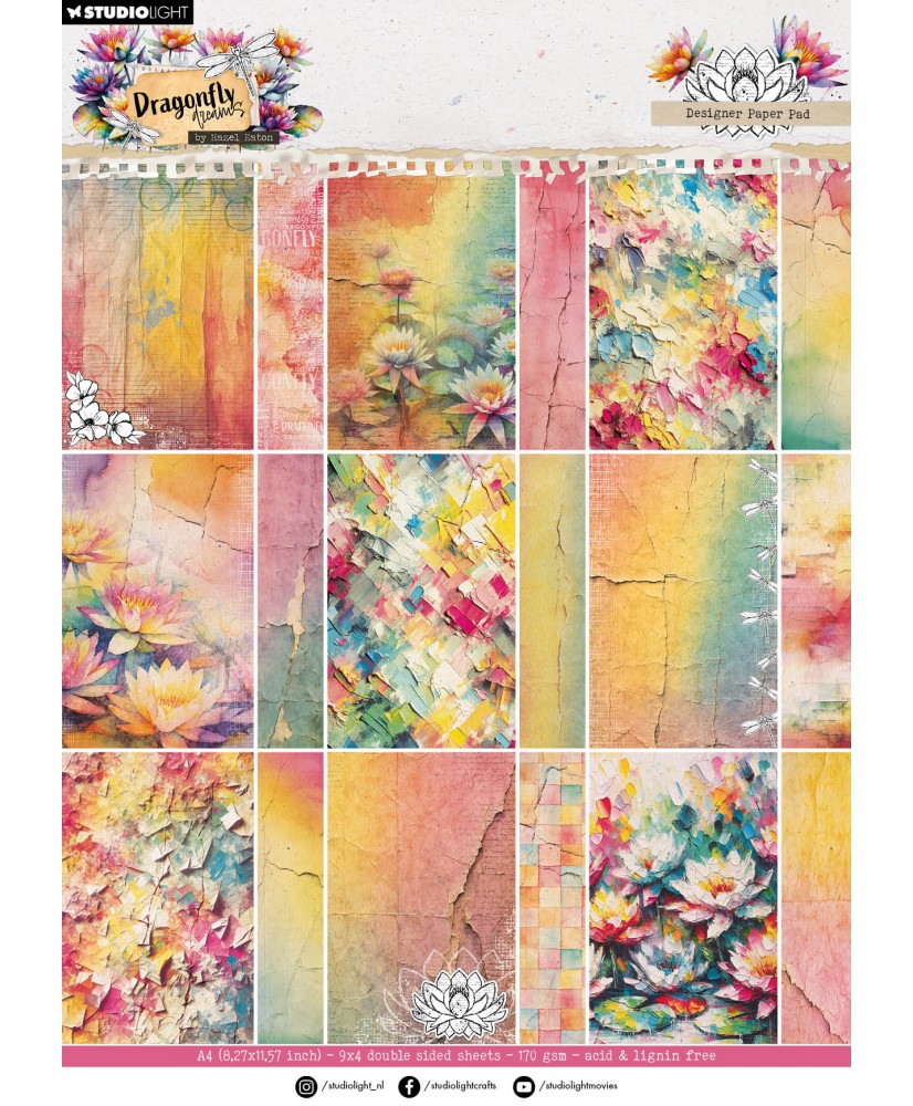 HE  Dragonfly Dreams Designer Pad Background papers 203,2x203,2x9mm 36Pg