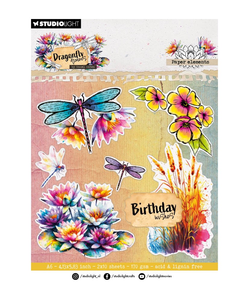 HE  Dragonfly Dreams Die-cut Pad Paper elements 148x210x5mm 20Pg